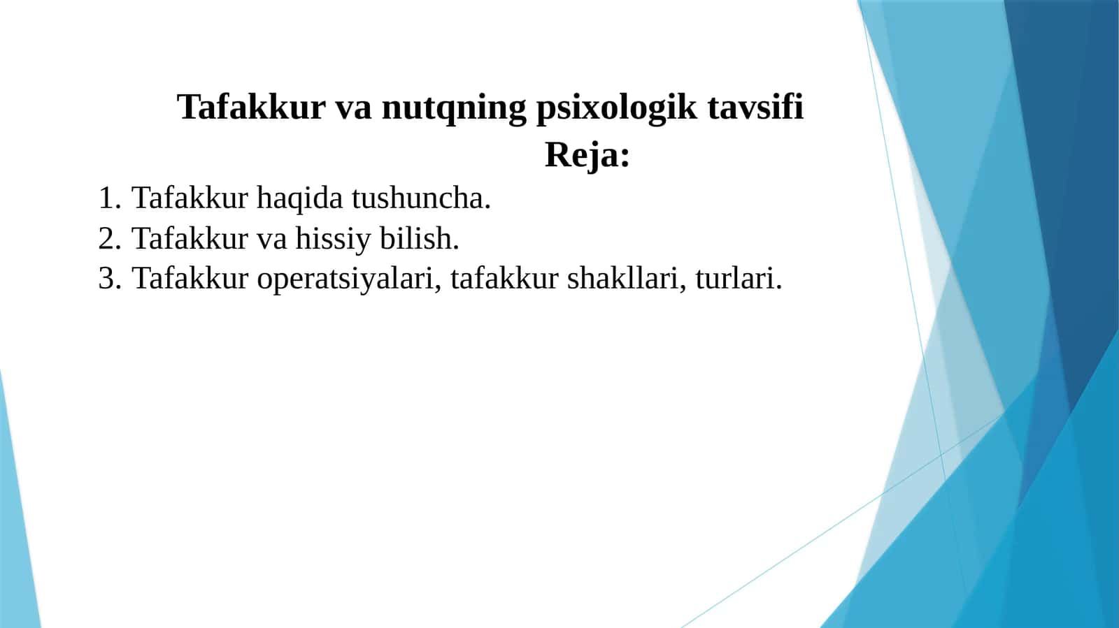 Tafakkur va nutqning psixologik tavsifi 1