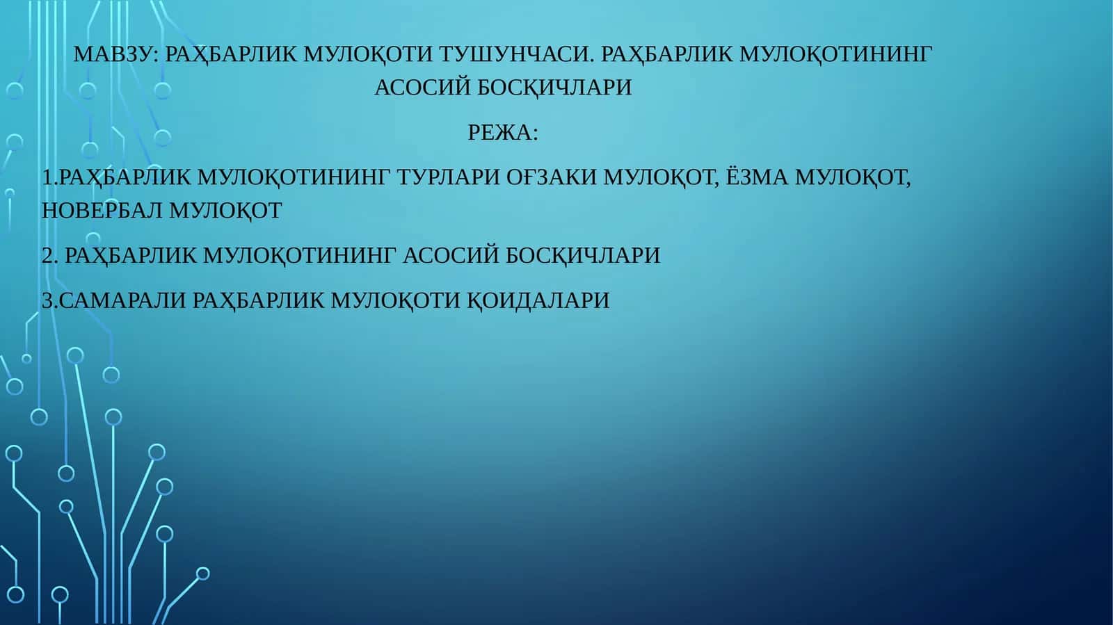 Раҳбарлик мулоқоти 1