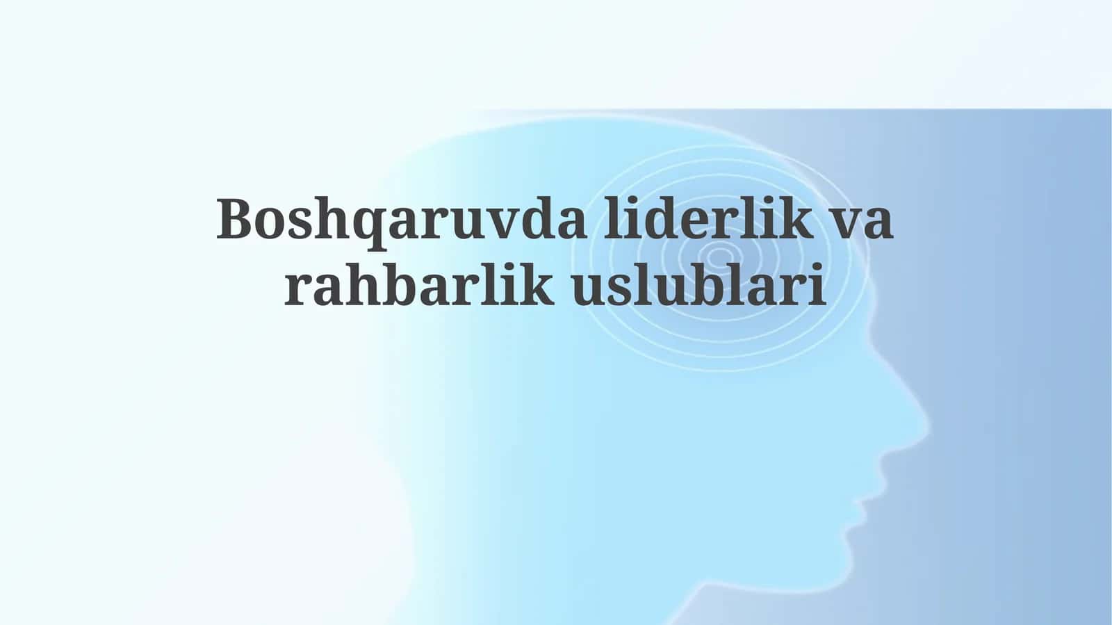 Rahbariyat va boshqaruv uslublarining mohiyati 1