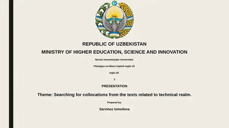 Searching for collocations from the texts related to technical realm 1