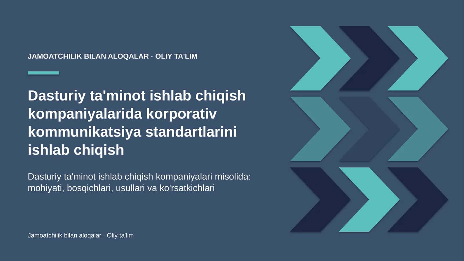 Dasturiy ta'minot ishlab chiqish kompaniyalarida korporativ kommunikatsiya standartlarini ishlab chiqish 1