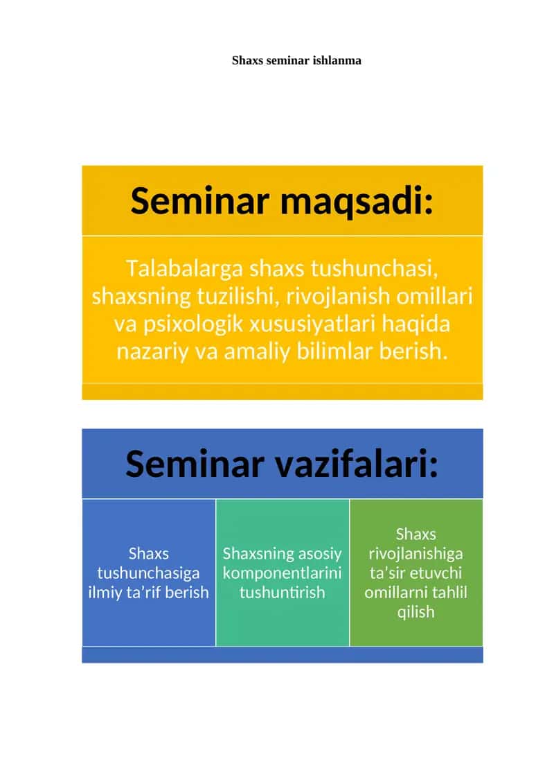Shaxs seminar ishlanma 1