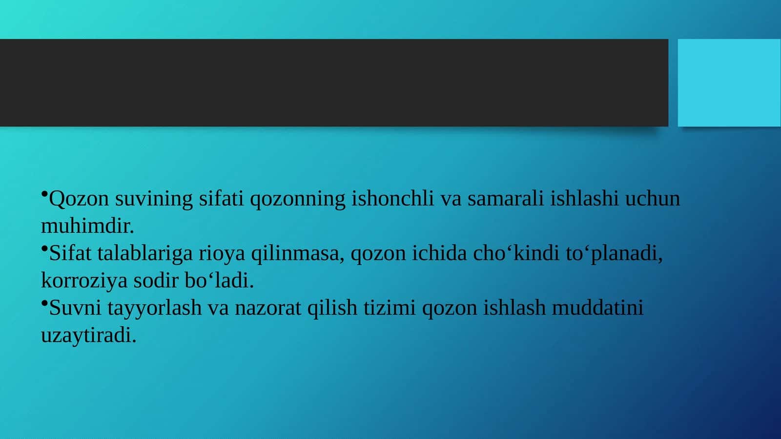 Qozon suvining sifati 1