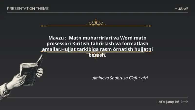 Matn muharrirlari va Word matn prosessori Kiritish tahrirlash va formatlash amallar 1