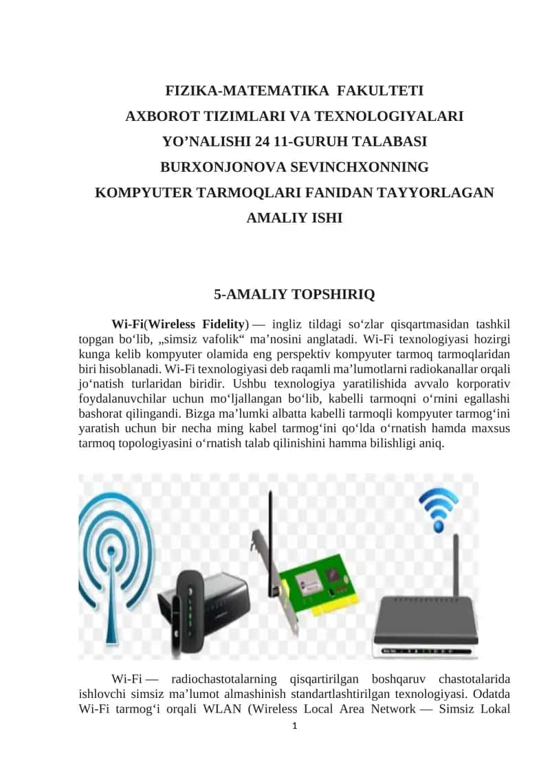 Wi-Fi Texnologiyasi 1