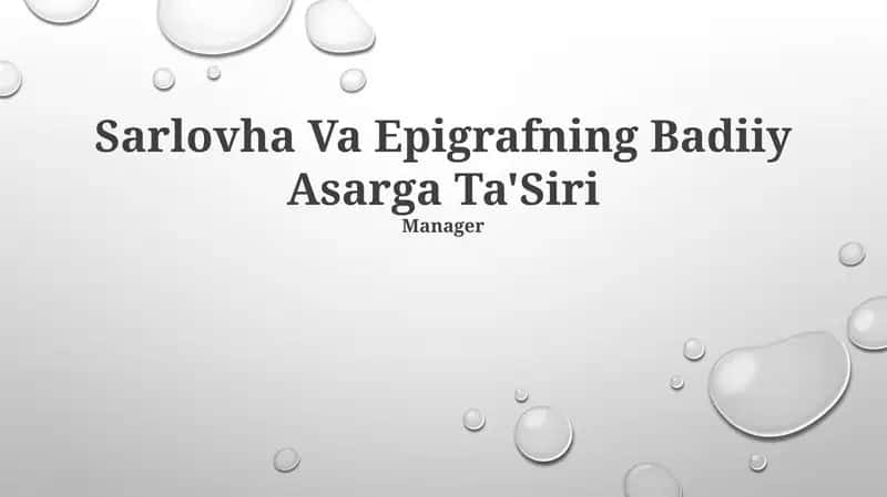 Sarlovha Va Epigrafning Badiiy Asarga Ta'Siri 1