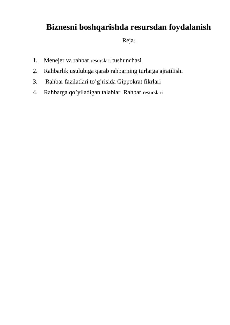 Menejerlik va rahbarlik 1