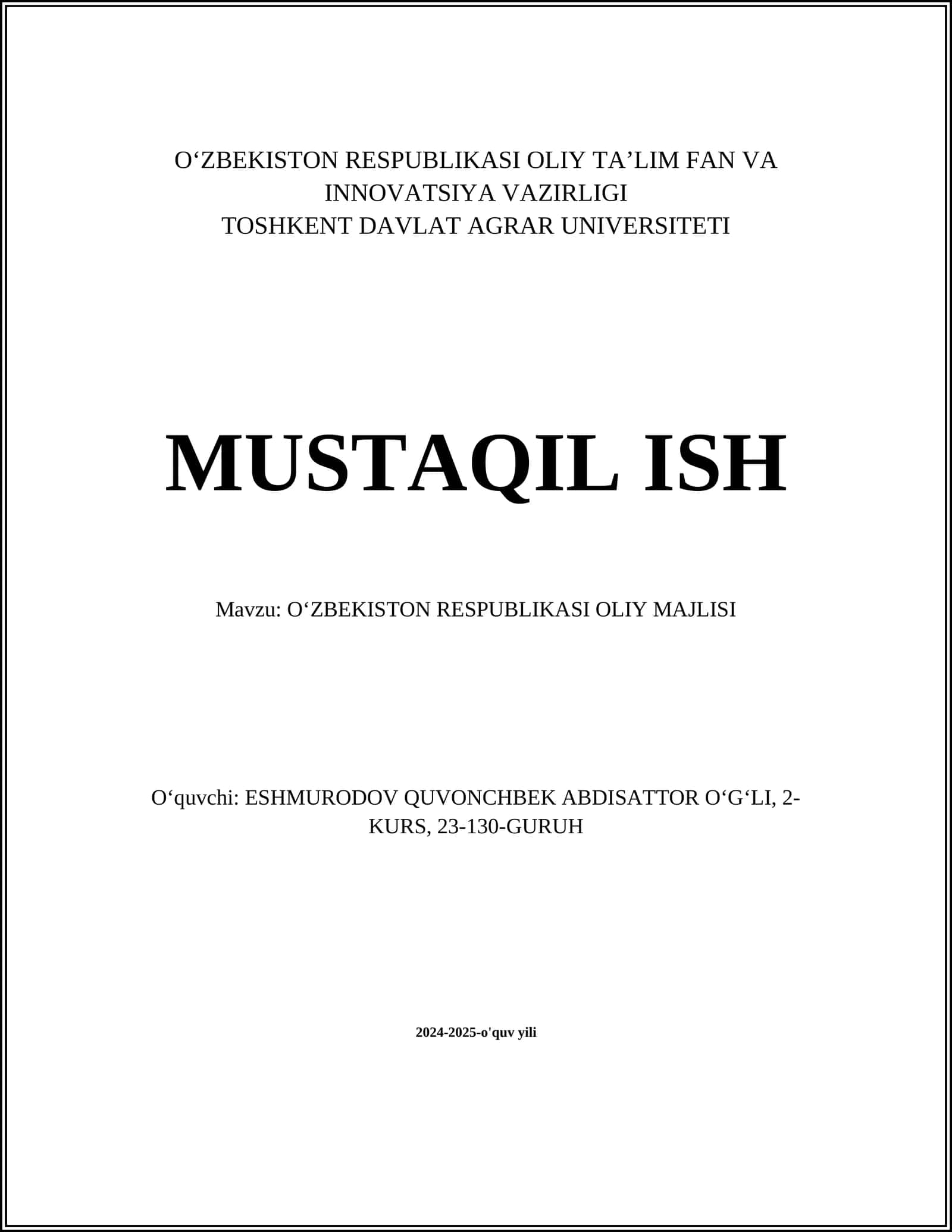Oʻzbekiston Respublikasi Oliy Majlisi 1
