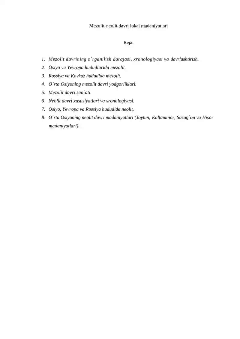 Mezolit-neolit davri lokal madaniyatlari
