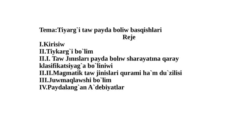 Taw jınısları payda boliw basqishlari 1