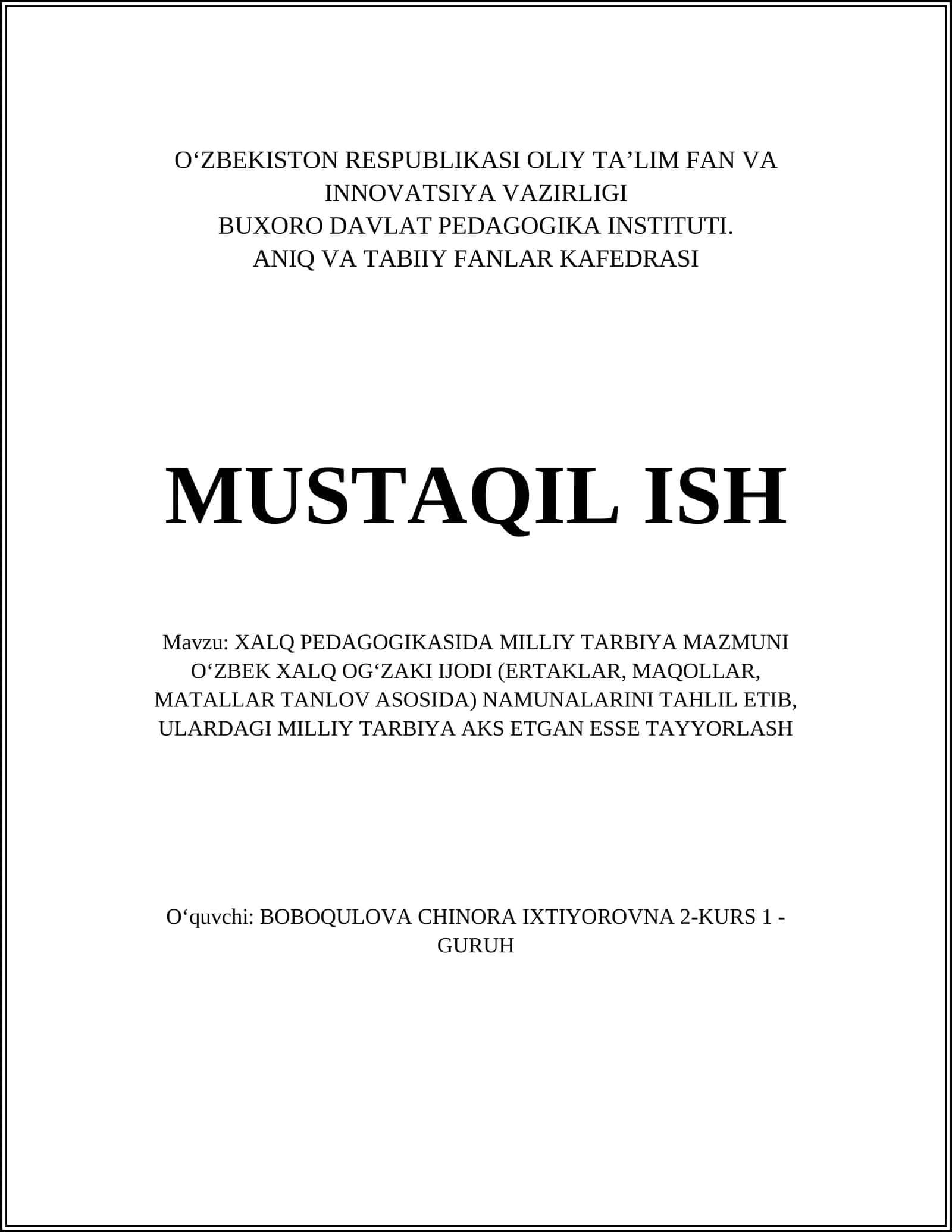 O‘zbek Xalq Og‘zaki Ijodi (Mavzu) 1