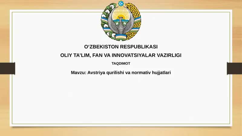 Avstriya Qurilish va Normativ Hujjatlari 1