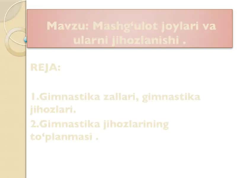 Gimnastika jihozlarining to‘planmasi 1