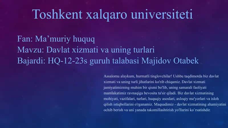Davlat xizmati va uning turlari 1