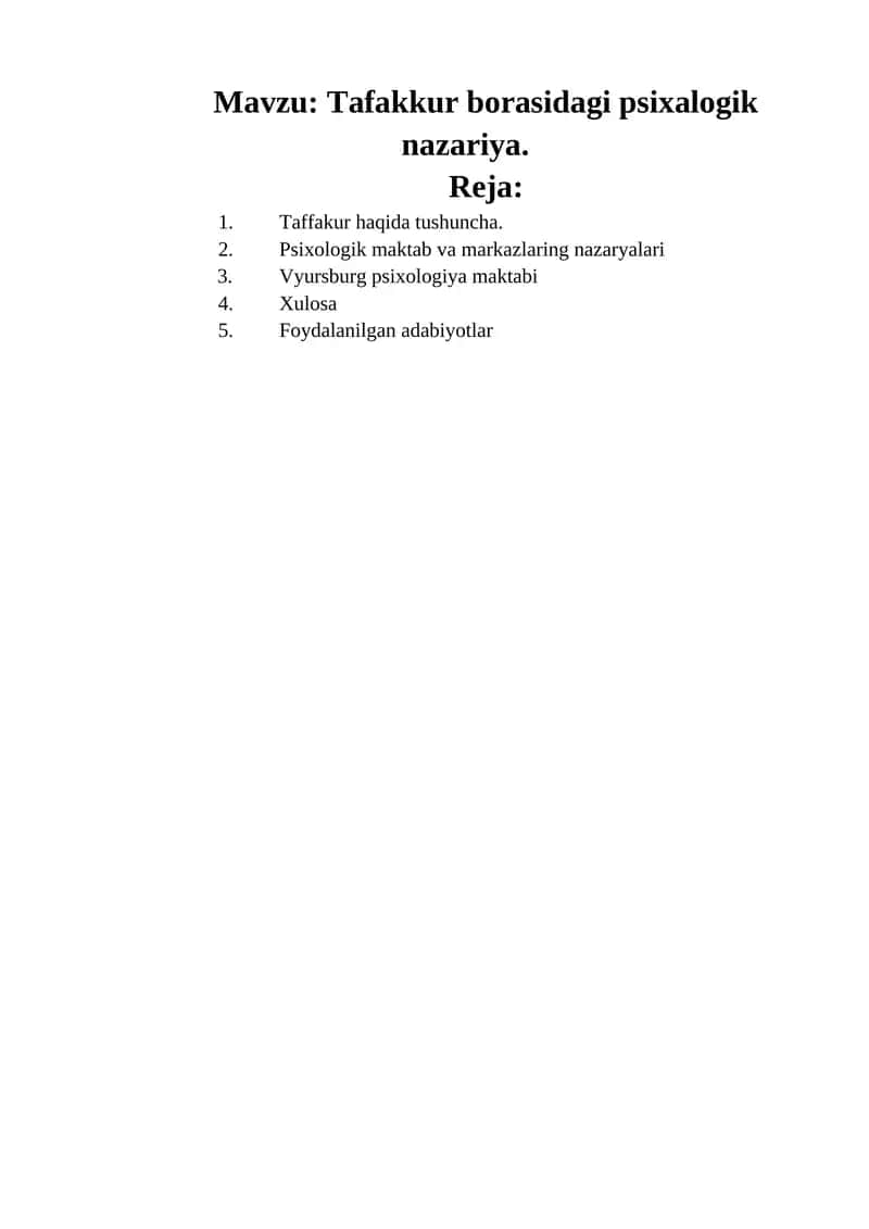 Tafakkur borasidagi psixalogik nazariya 1