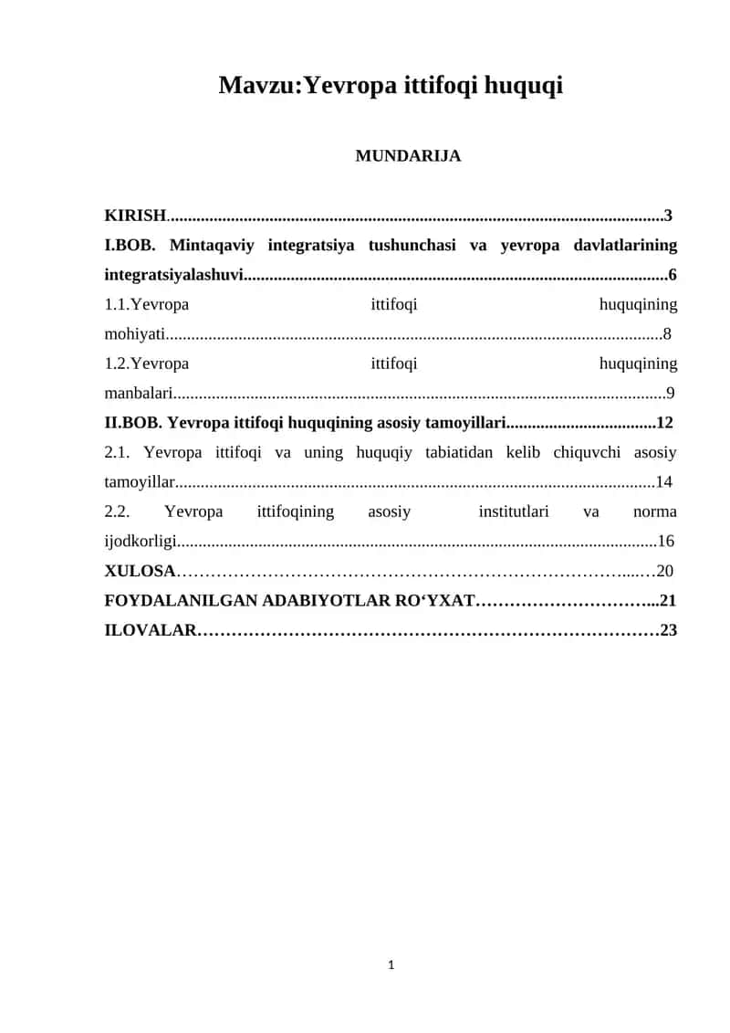 Yevropa ittifoqi huquqi 1