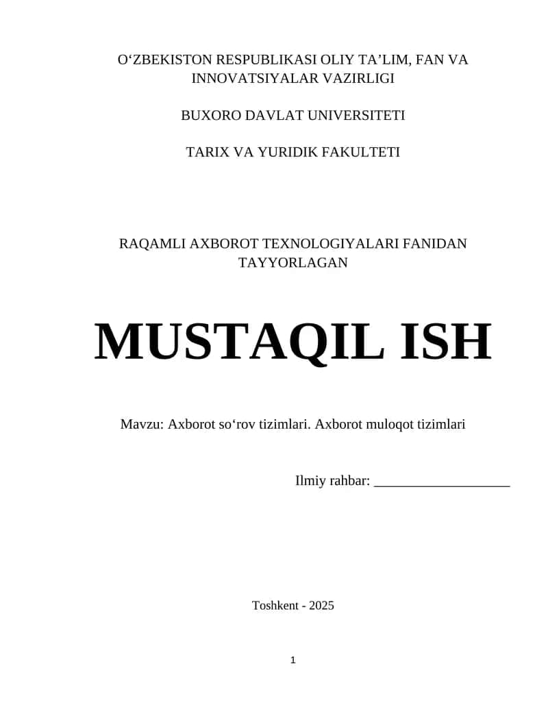 Axborot soʻrov va muloqot tizimlari 1