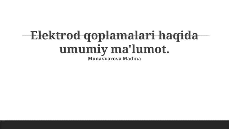 Elektrod qoplamalari 1