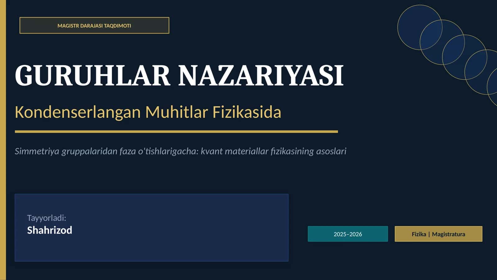 MAGISTR DARAJASI TAQDIMOTI 1