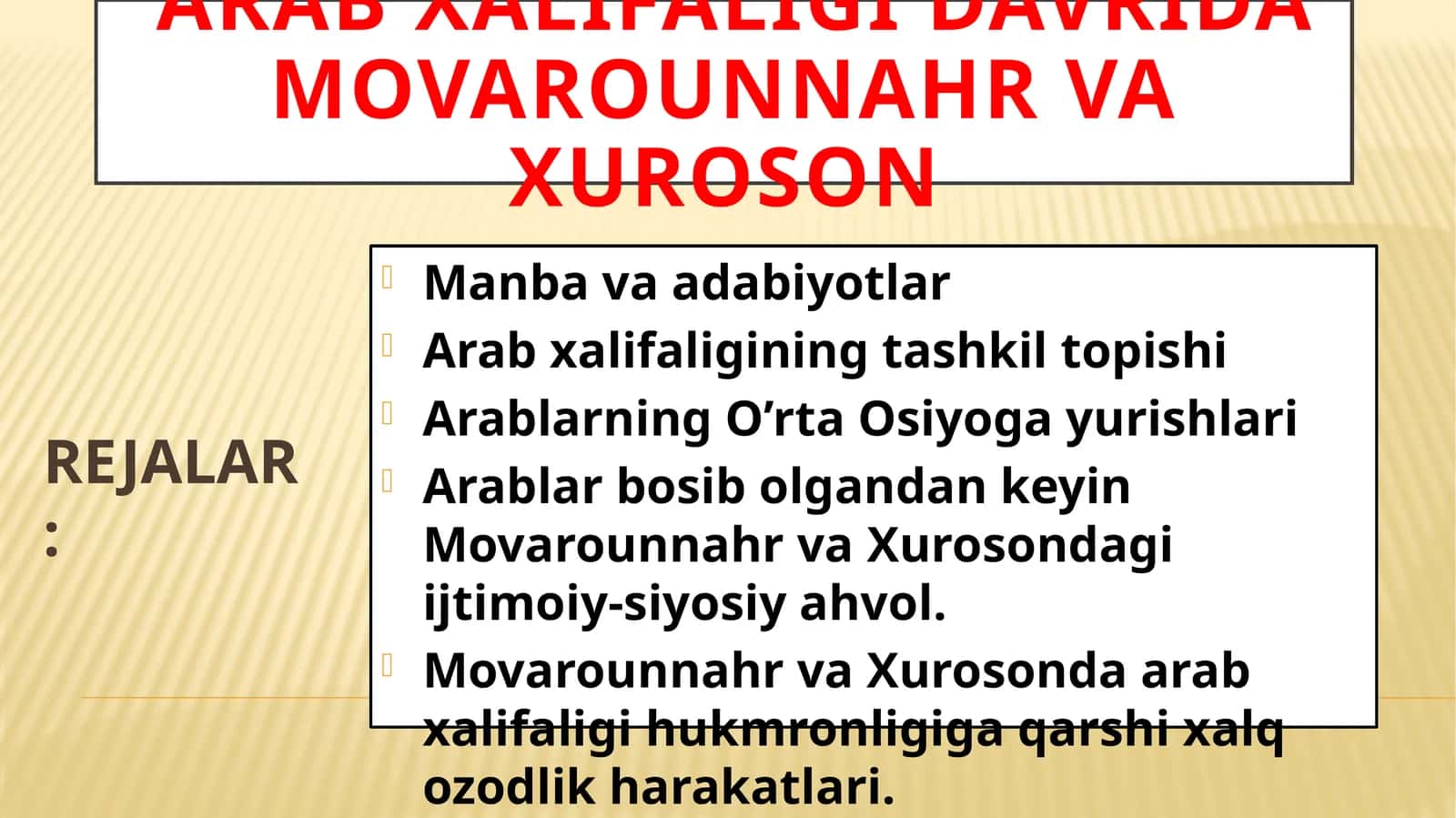 Arab xalifaligi davrida Movarounnahr va Xuroson 1