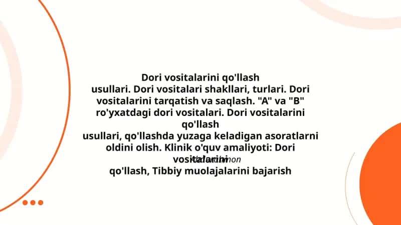 Dori vositalarini qo'llash 1