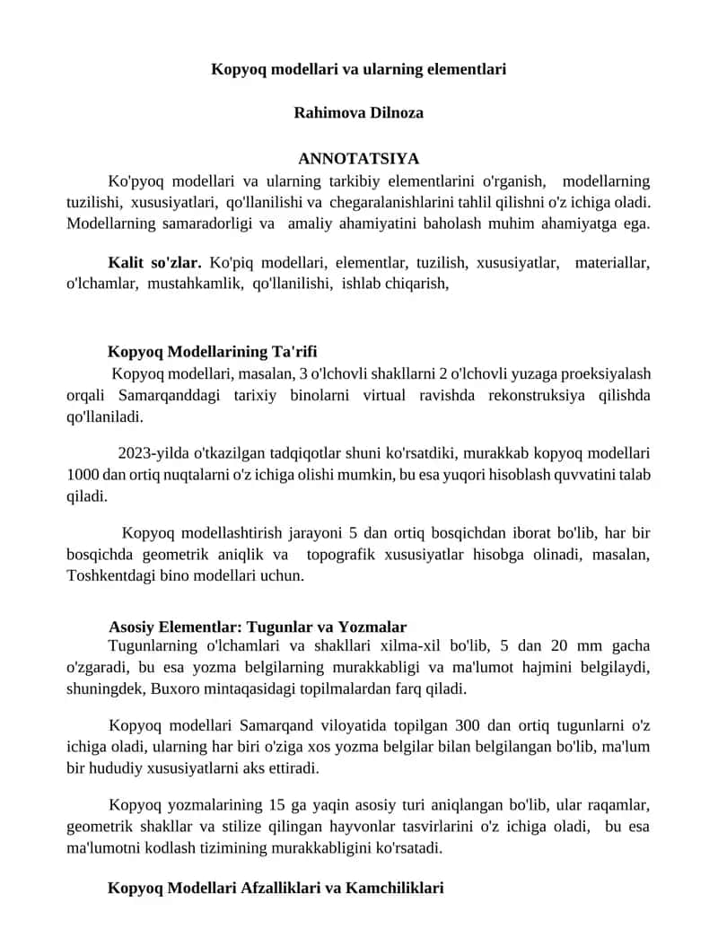 Ko'pyoq modellari va ularning elementlari 1