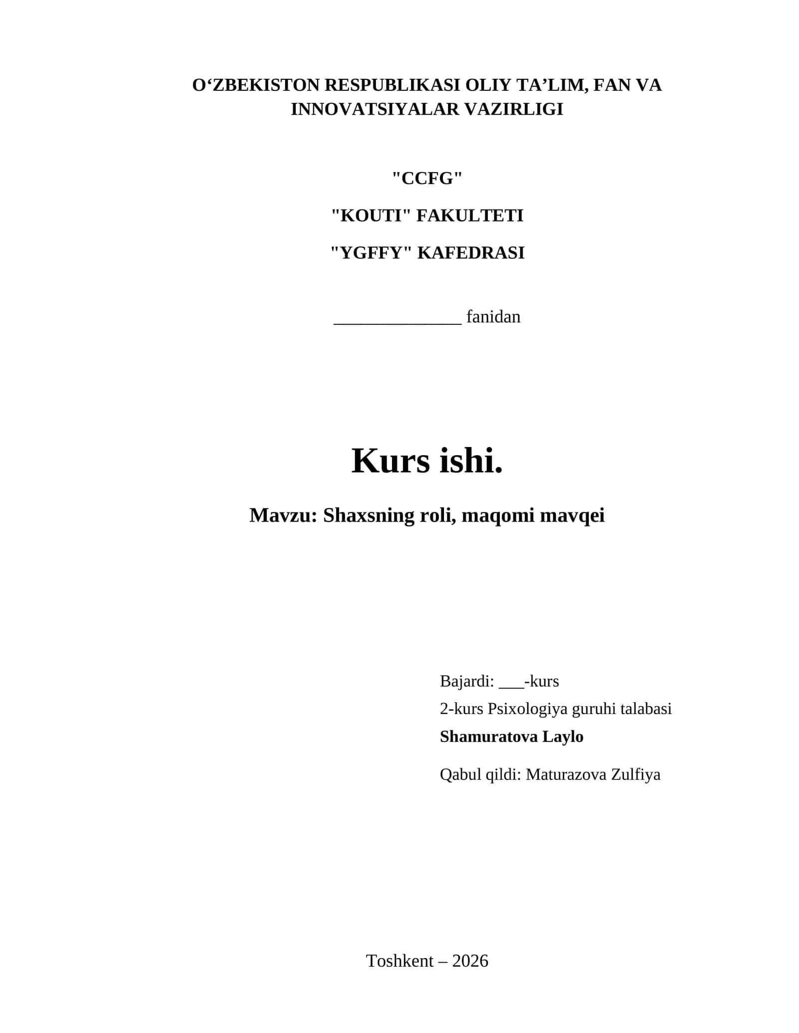 Shaxsning roli, maqomi mavqei 1