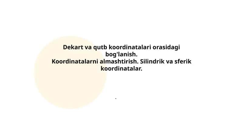 Dekart va qutb koordinatalari orasidagi bog'lanish 1