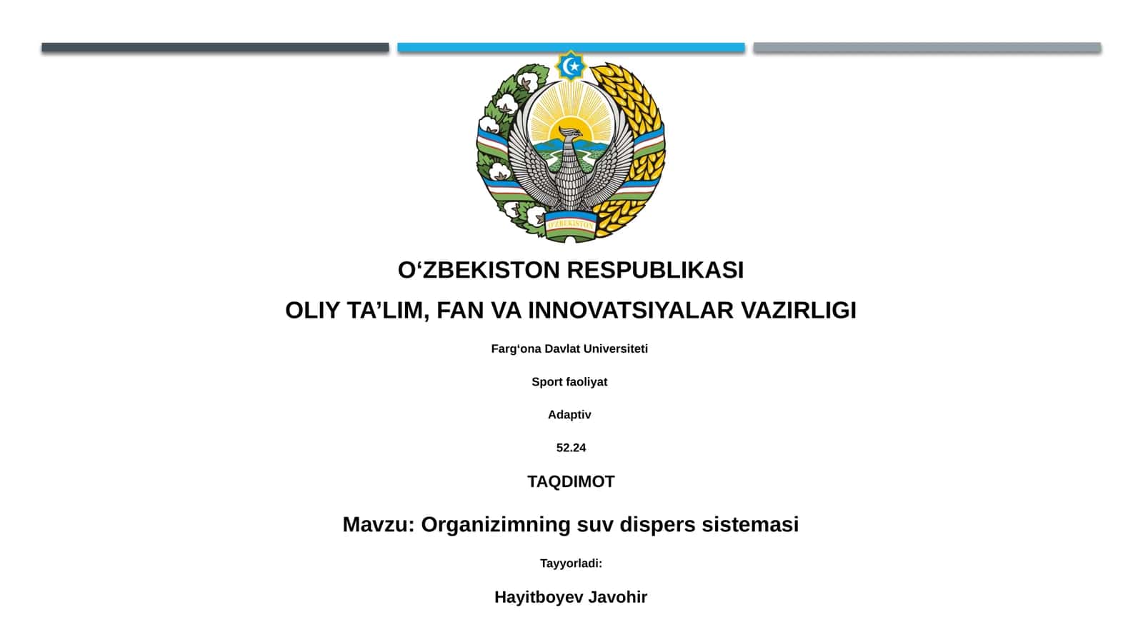 Organizimning suv dispers sistemasi 1