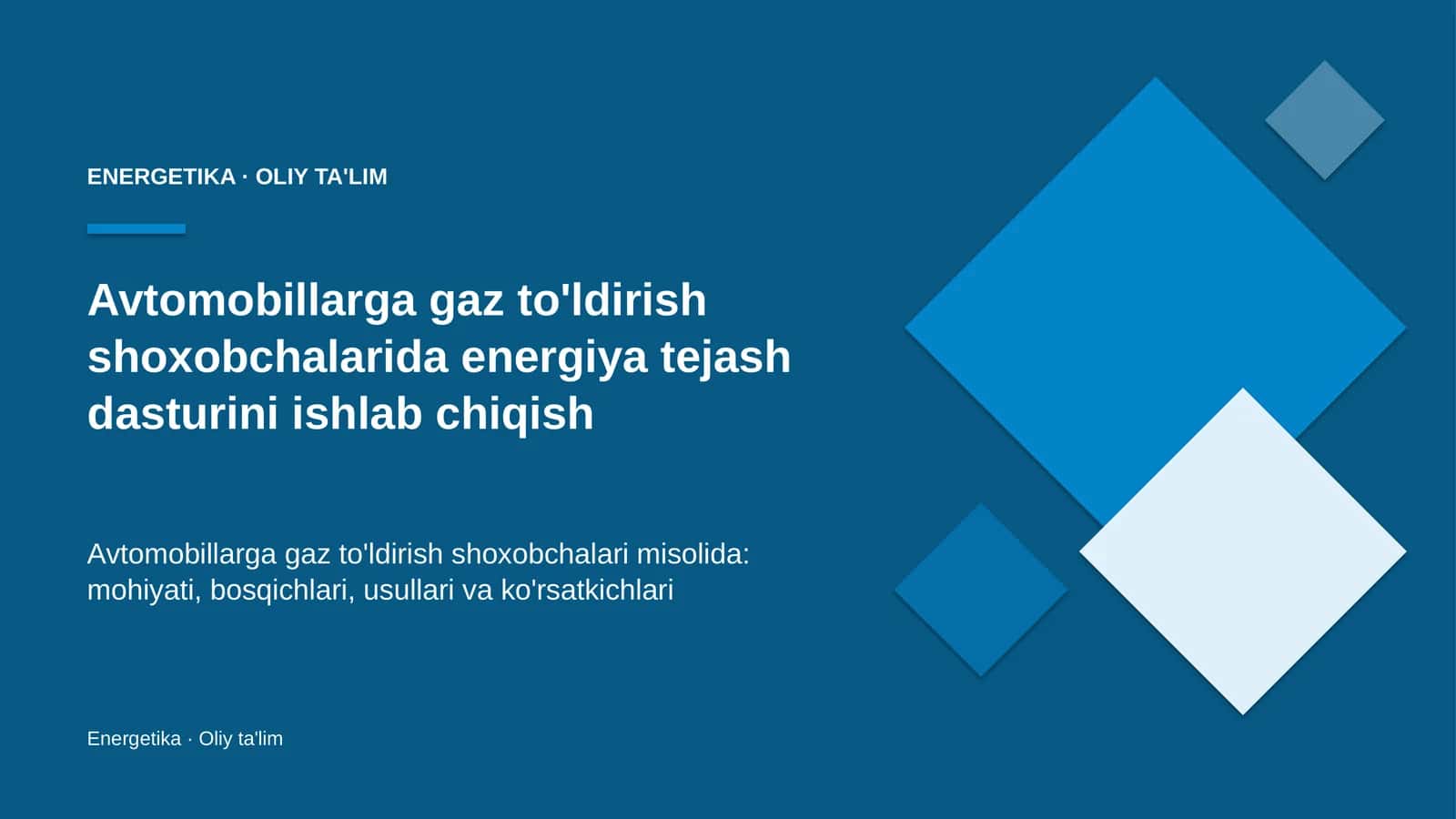 Energiya tejash dasturini ishlab chiqish 1