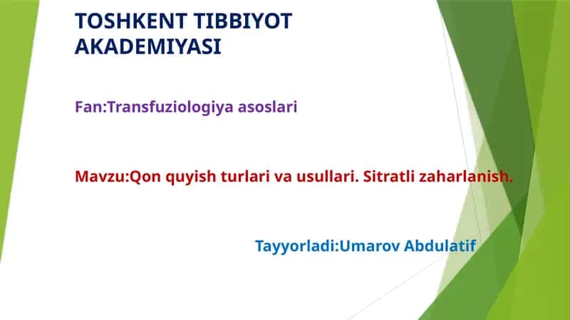 Transfuziologiya asoslari 1