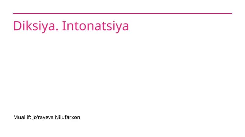 Diksiya. Intonatsiya 1