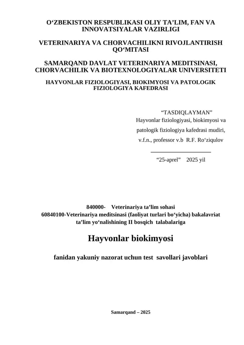 Yakuniy nazorat test savollari 1