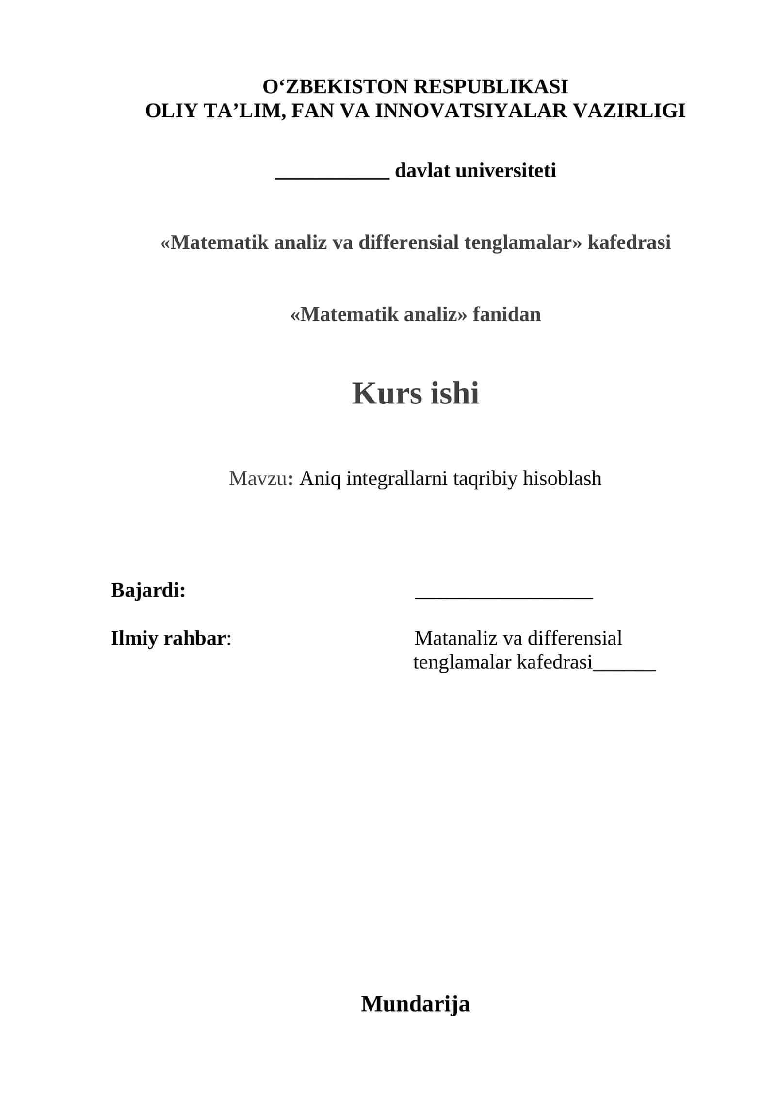 Aniq integrallarni taqribiy hisoblash 1