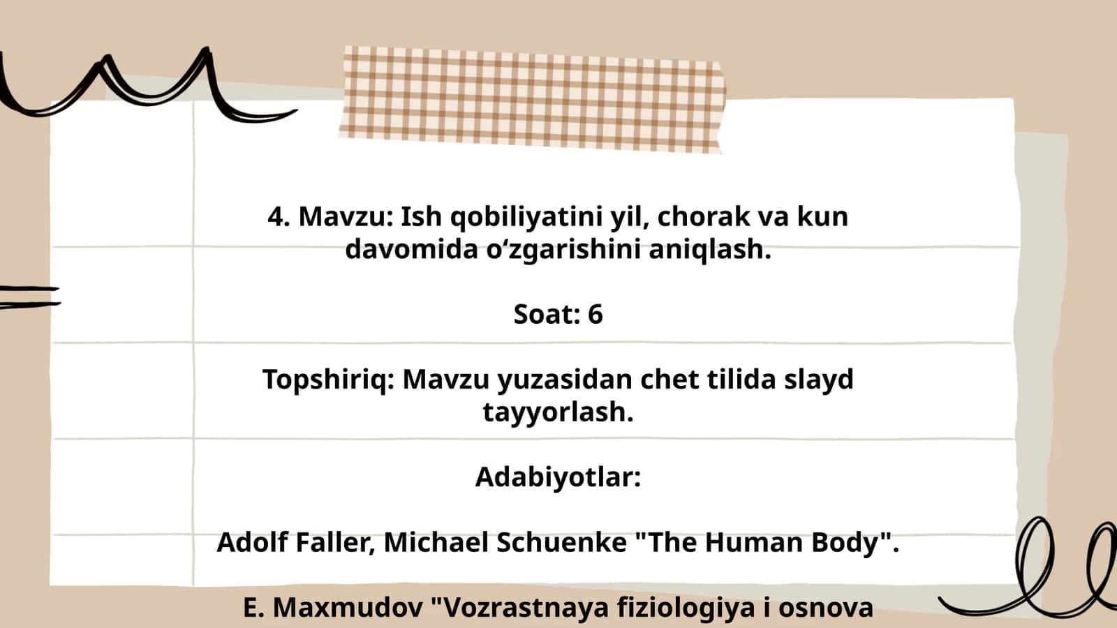 Ish qobiliyatini yil, chorak va kun davomida o‘zgarishini aniqlash 1