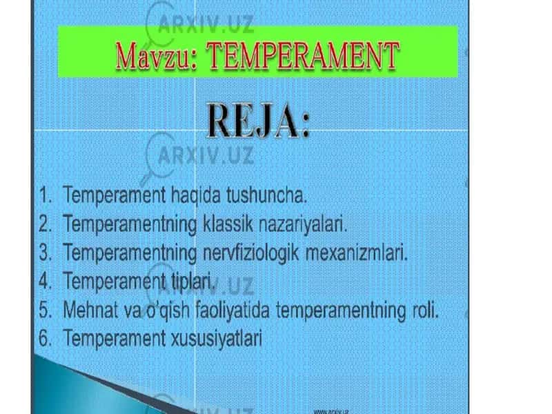 Temperament haqida tushuncha 1