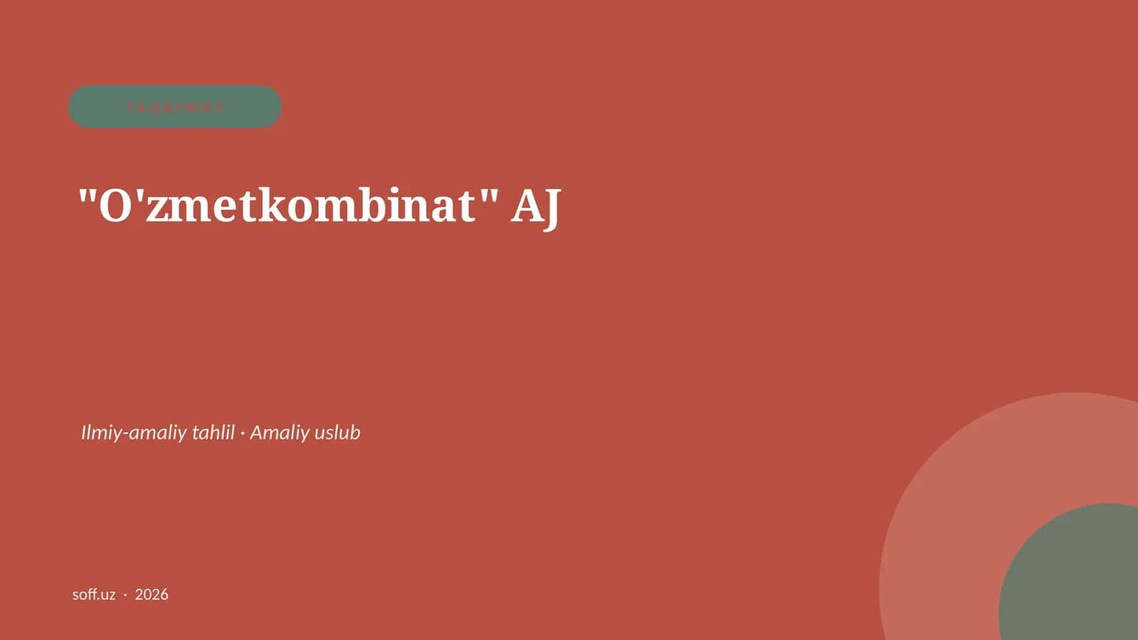 "O'zmetkombinat" AJ Ilmiy-amaliy tahlil 1