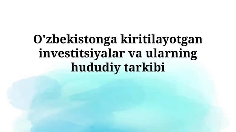 Investitsiyalar va ularninghududiytarkibi 1