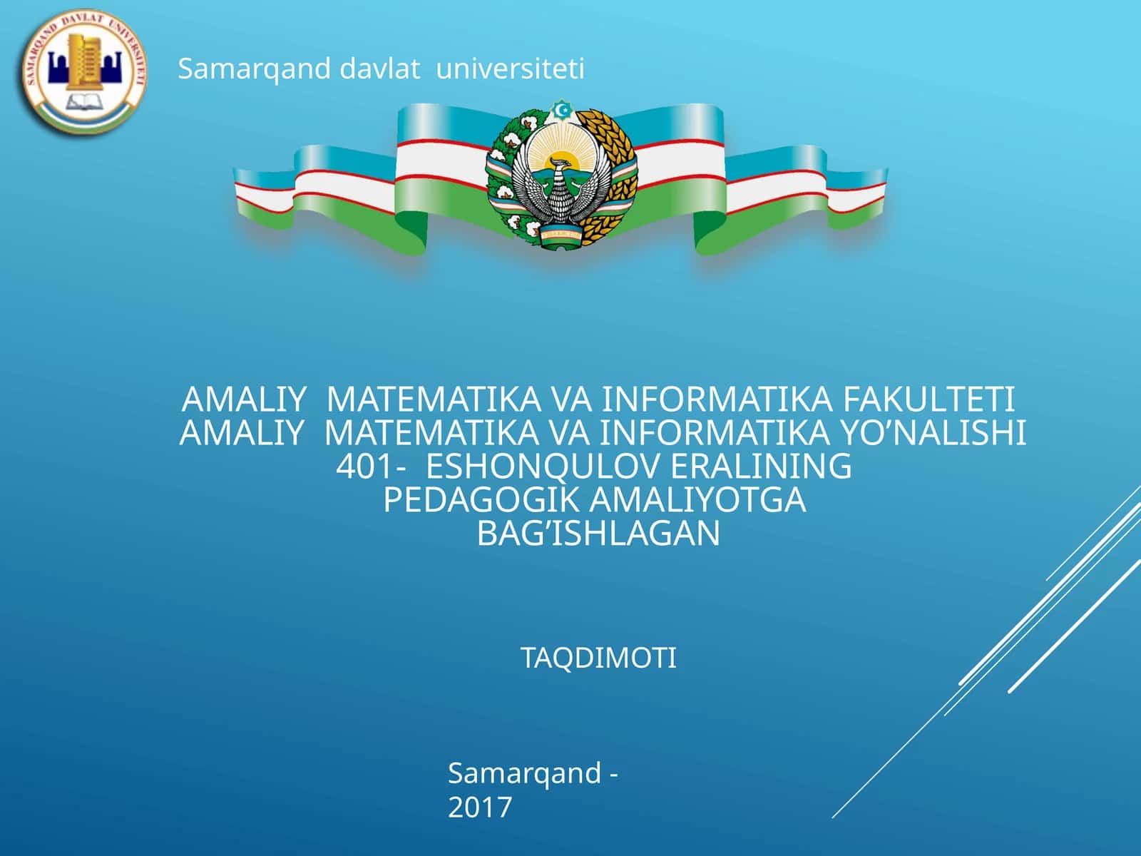AMALIY MATEMATIKA VA INFORMATIKA FAKULTETI AMALIY MATEMATIKA VA INFORMATIKA YO’NALISHI 1