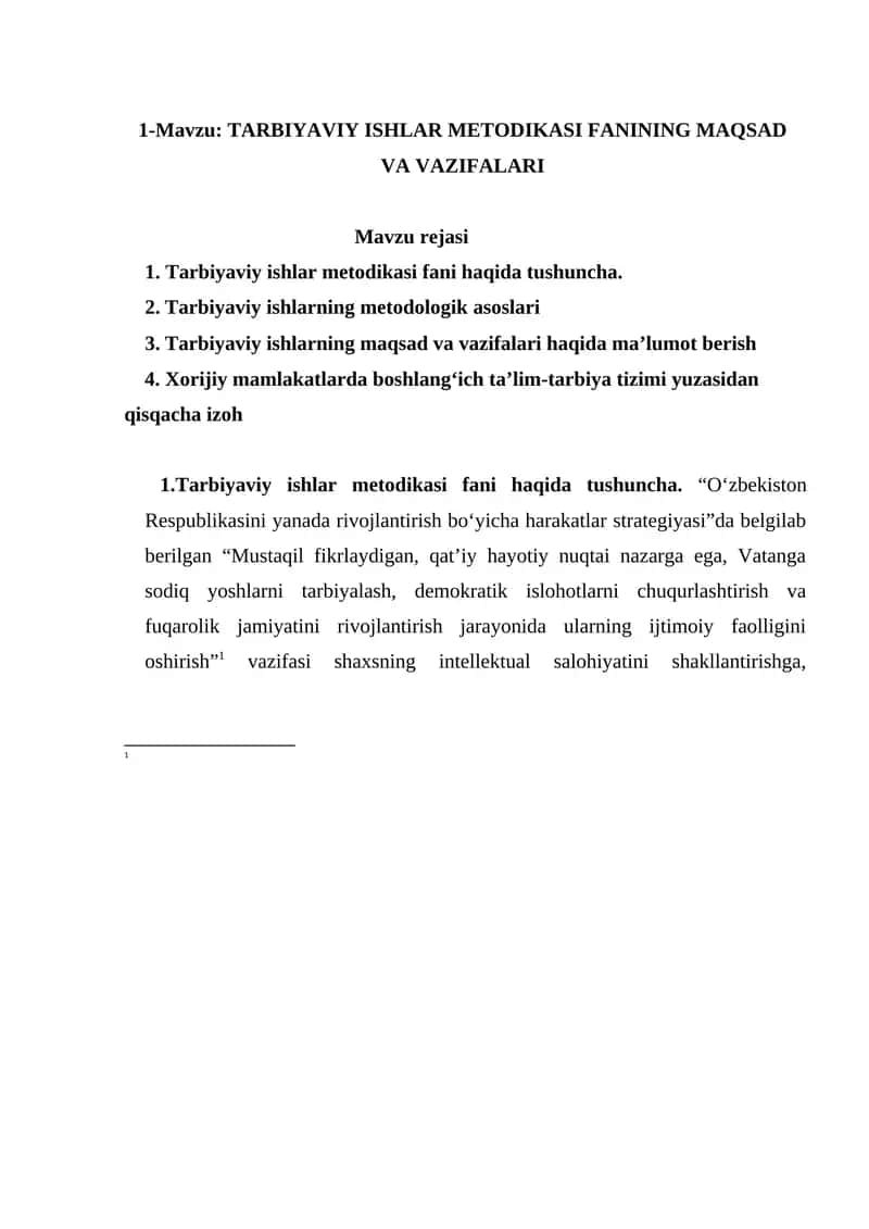 TARBIYAVIY ISHLAR METODIKASI 1