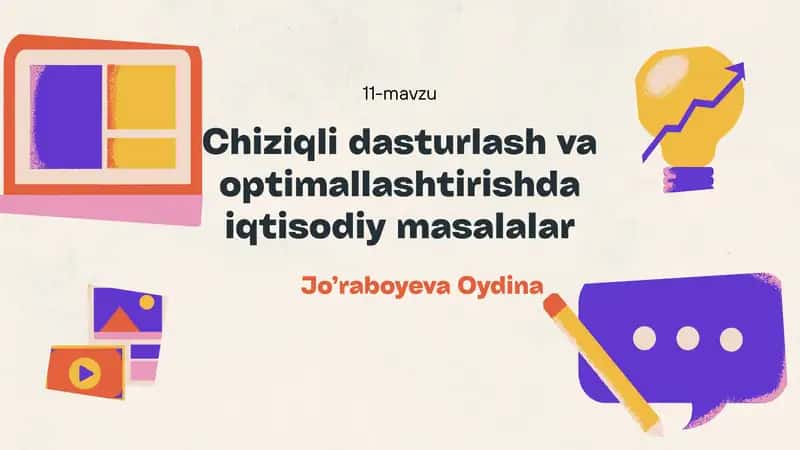 Chiziqli dasturlash va optimallashtirishda iqtisodiy masalalar 1