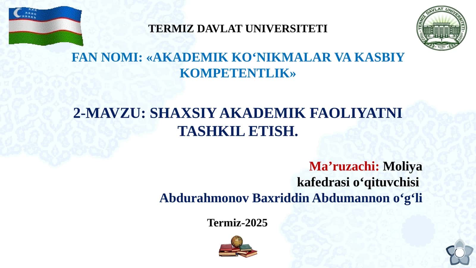 AKADEMIK KO‘NIKMALAR VA KASBIY KOMPETENTLIK 1