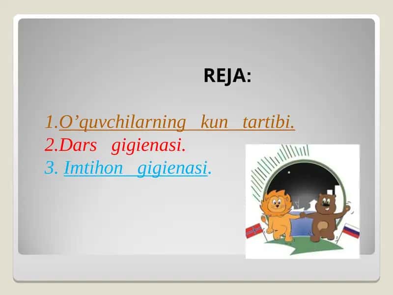 O’quvchilarning kun tartibi 1