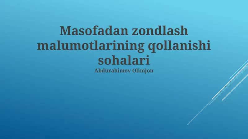 Masofadan zondlash malumotlarining qollanishi sohalari 1