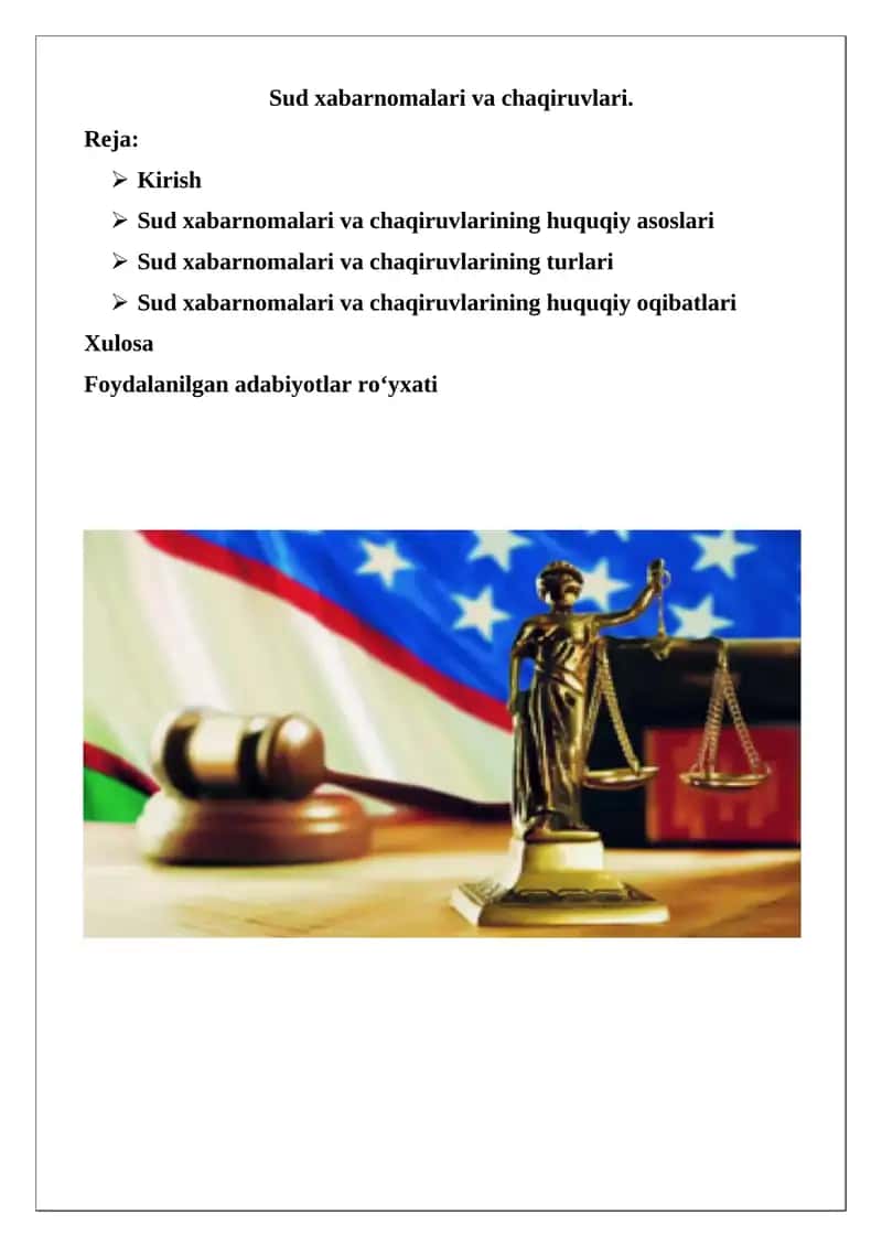 Sud xabarnomalari va chaqiruvlari 1