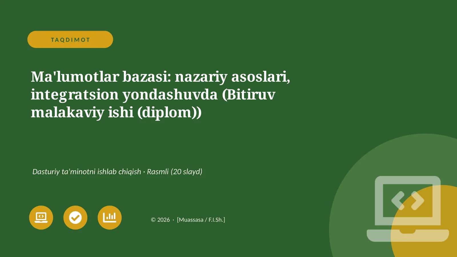Ma'lumotlar bazasi: nazariy asoslari, integratsion yondashuvda (Bitiruv malakaviy ishi (diplom)) 1
