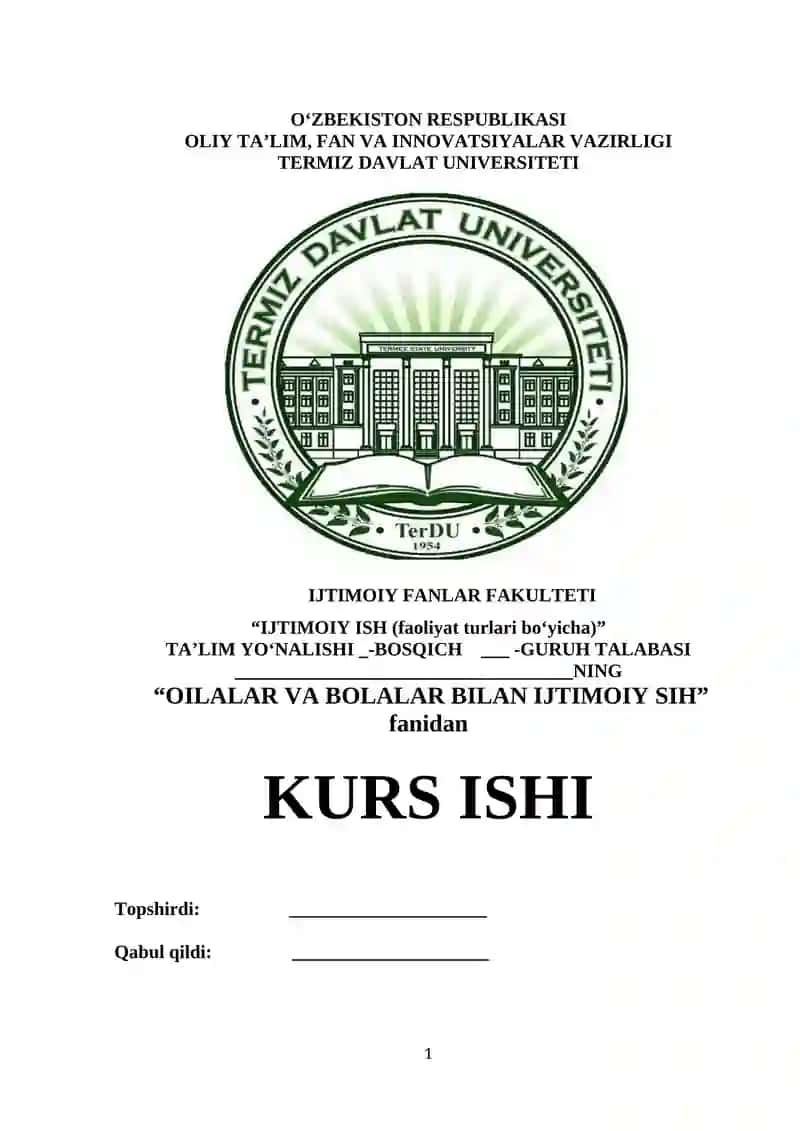 YOSH OILA TUSHUNCHASI, ASOSIY MUAMMOLARI VA ULAR BILA IJTIMOIY ISHNING ASOSIY YO‘NALISHLARI