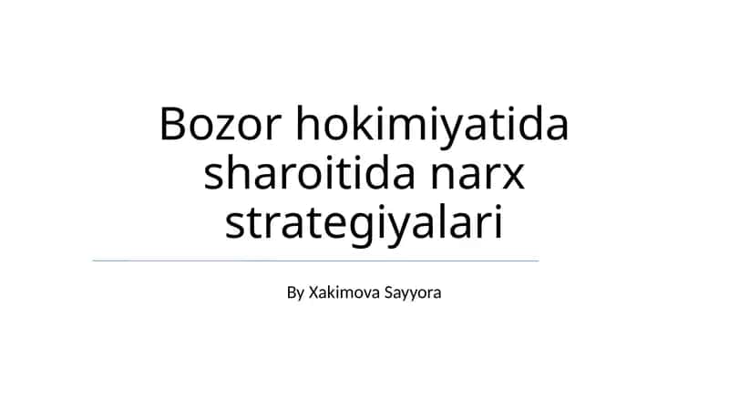 Narxlash Siyosati 1