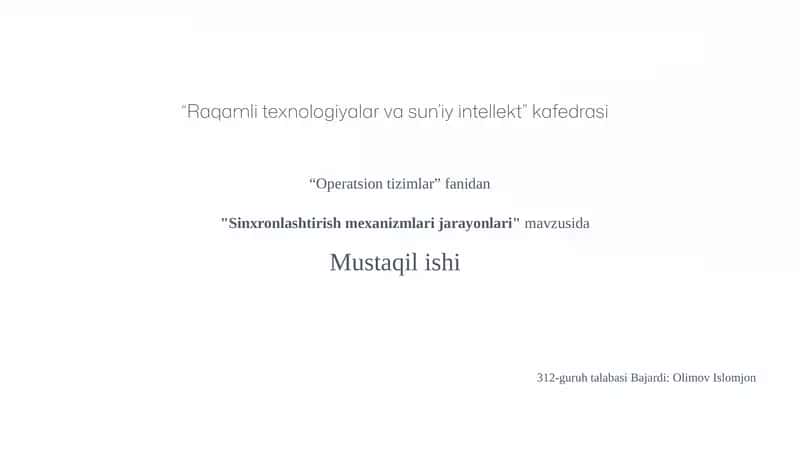 Sinxronlashtirish mexanizmlari jarayonlari 1