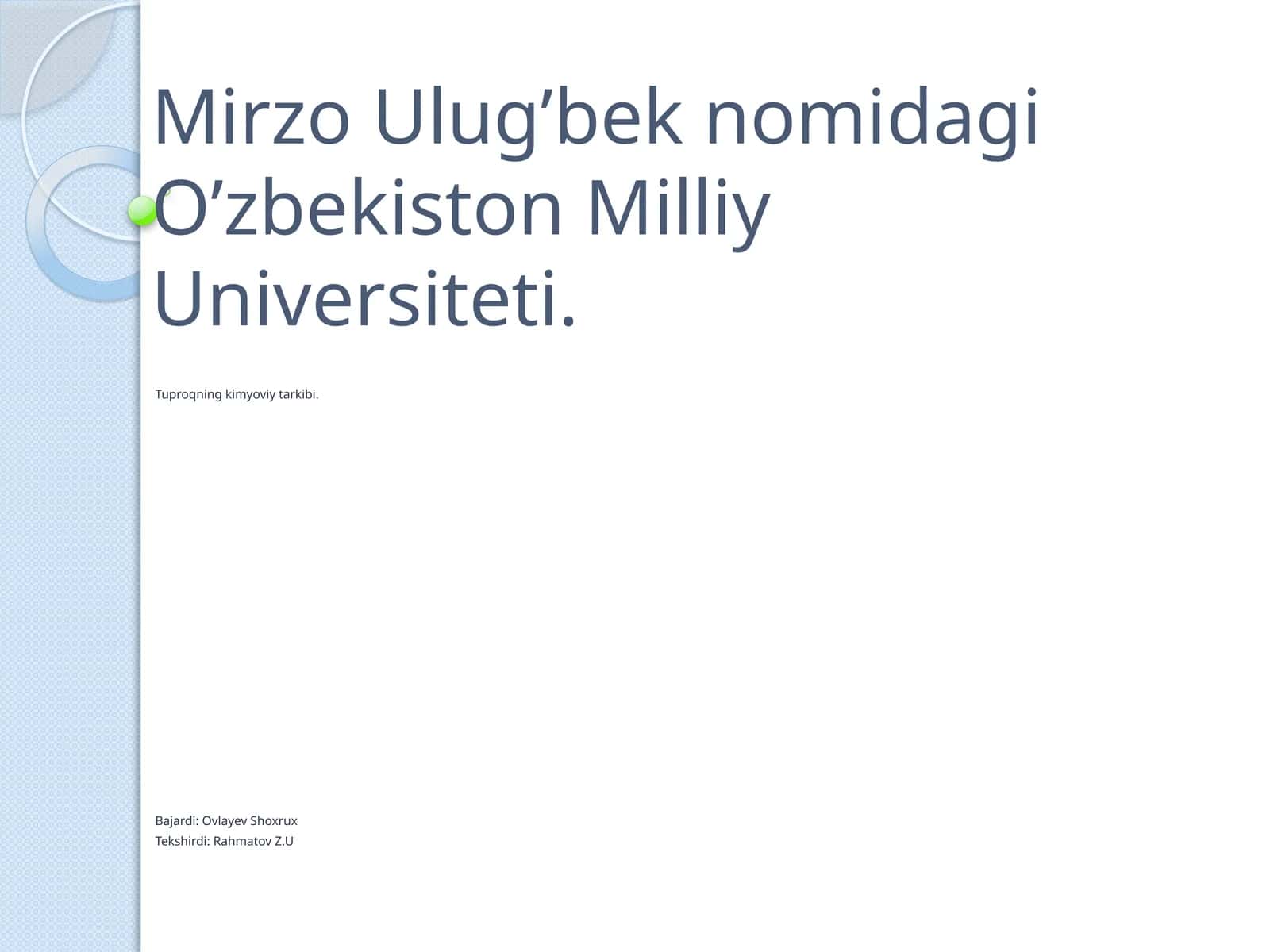 Tuproqning kimyoviy tarkibi 1